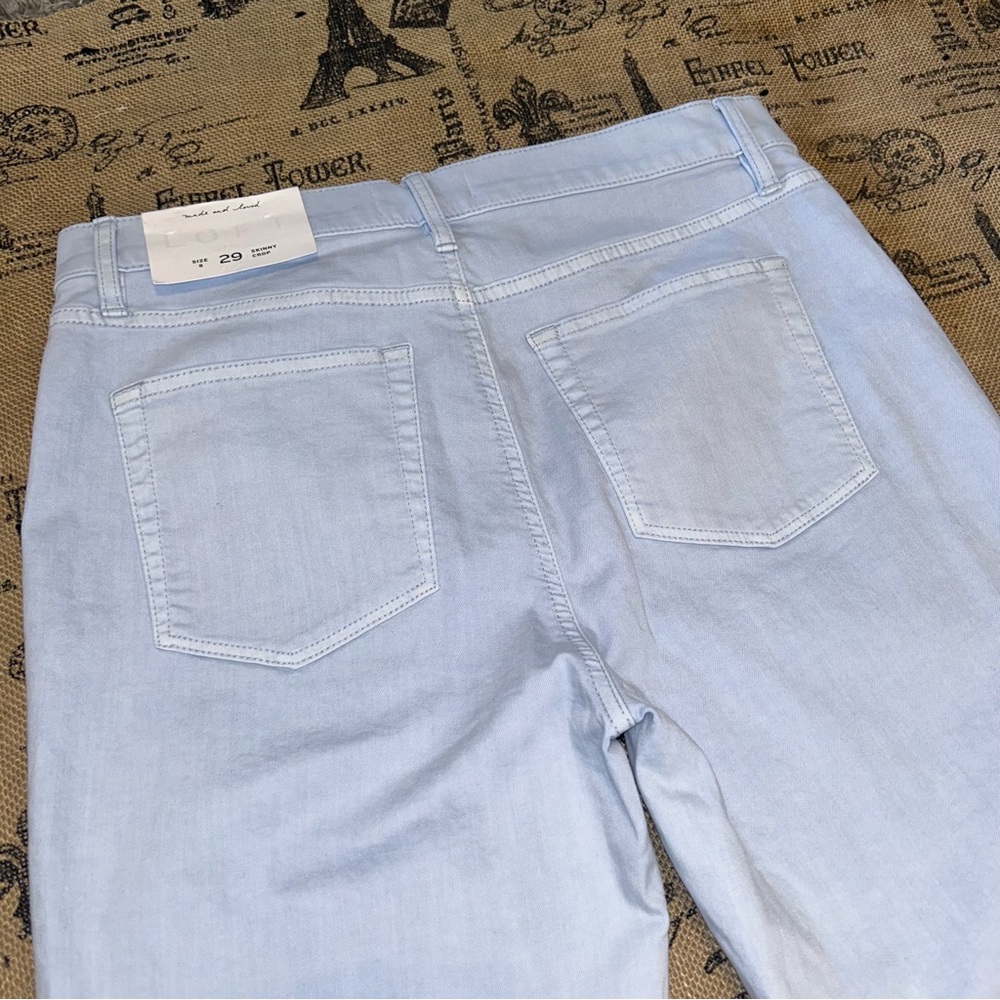 Loft NWT! Light Blue Pockets Skinny Crop Pants  Size 29 - Picture 15 of 16